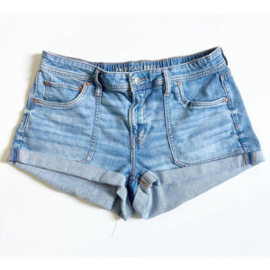 American Eagle Light Blue Denim Shorts Size 8 Stretch Summer Spring Casual